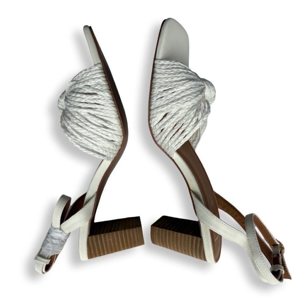Lulu's Jaylea White Knotted Ankle Strappy Heeled Bridal Sandals Size 11 - Picture 3 of 11